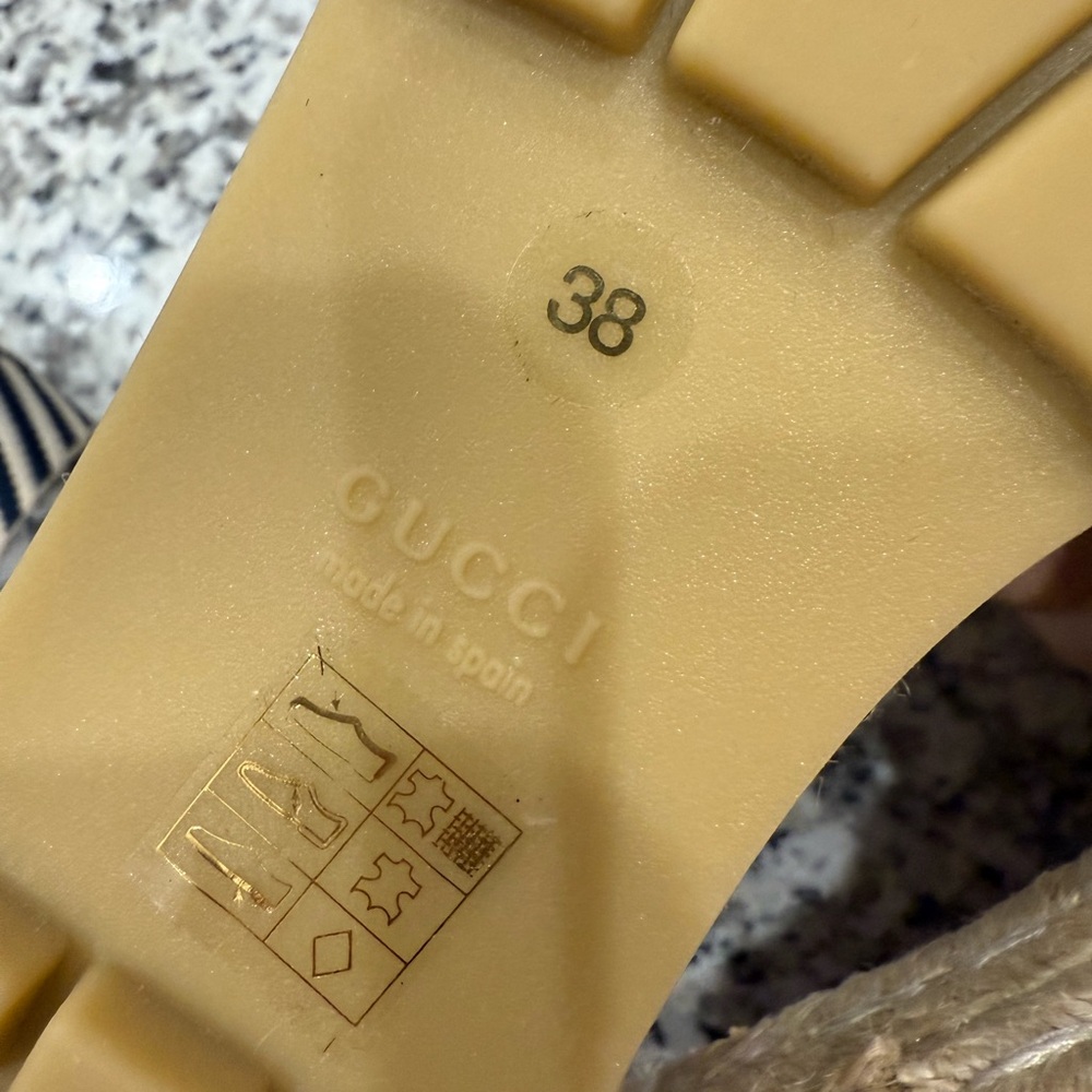 Gucci Tan Espadrille Platform Slides - Picture 7 of 11